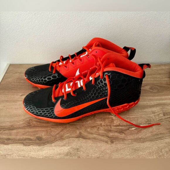 NIKE Force Zoom Trout 5 Black Orange Metal Spike Baseball Cleats Mens 14 main image 11